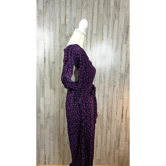 Anthropologie Maeve Geoscope Purple Print Small Short Sleeve Romper Jumpsuit XS - Picture 4 of 6